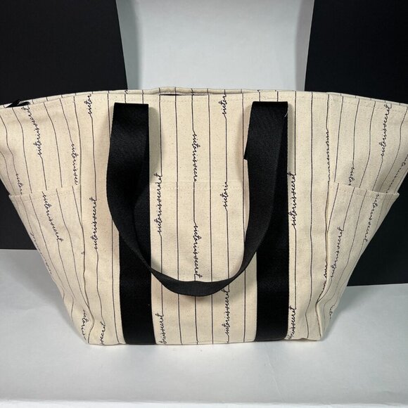 Victoria Secret Weekender Tote Bag Logo Script Beach Gym Pool Travel Bag Zipper - Picture 2 of 13